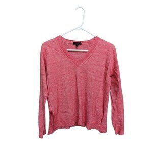 J. Crew Lightweight Wool/Linen Blend Coral Sweater V-Neck Women's Size Medium